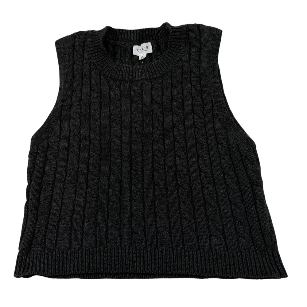 Le Lis Collection Charcoal Grey Cable Knit Sweater Vest Women's Medium‎